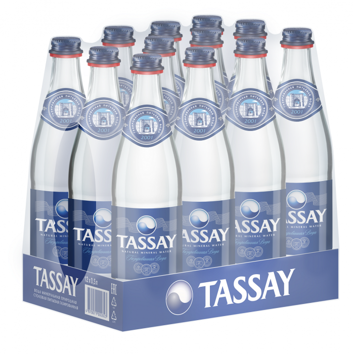 Минеральная вода «Tassay» 0,5 л (12 шт в упак) газ стекло