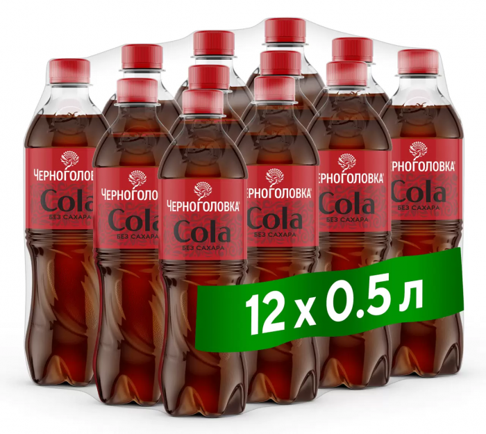 Напиток "Черноголовка" Кола без сахара 0.5 л, газ (12 шт. в уп.)