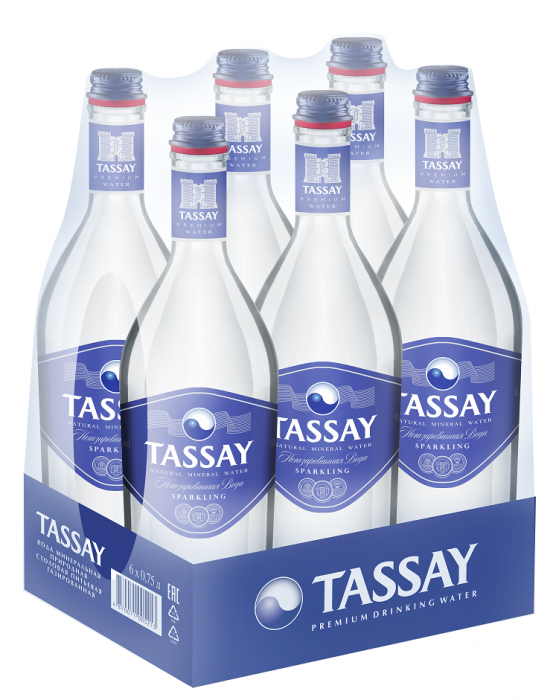 Минеральная вода «Tassay» 0,75 л (6 шт в упак) газ стекло